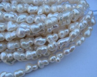 Large Hole Pearls 15mm x 10mm mm baroque peanut Fresh Water Pearl strand FREE Shipping