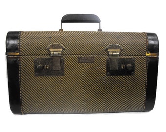 Vintage Train Case - "Fedco" Train Case, Mid Century Train Case, Tweed Train Case, Retro Train Case, Stacking Train Case