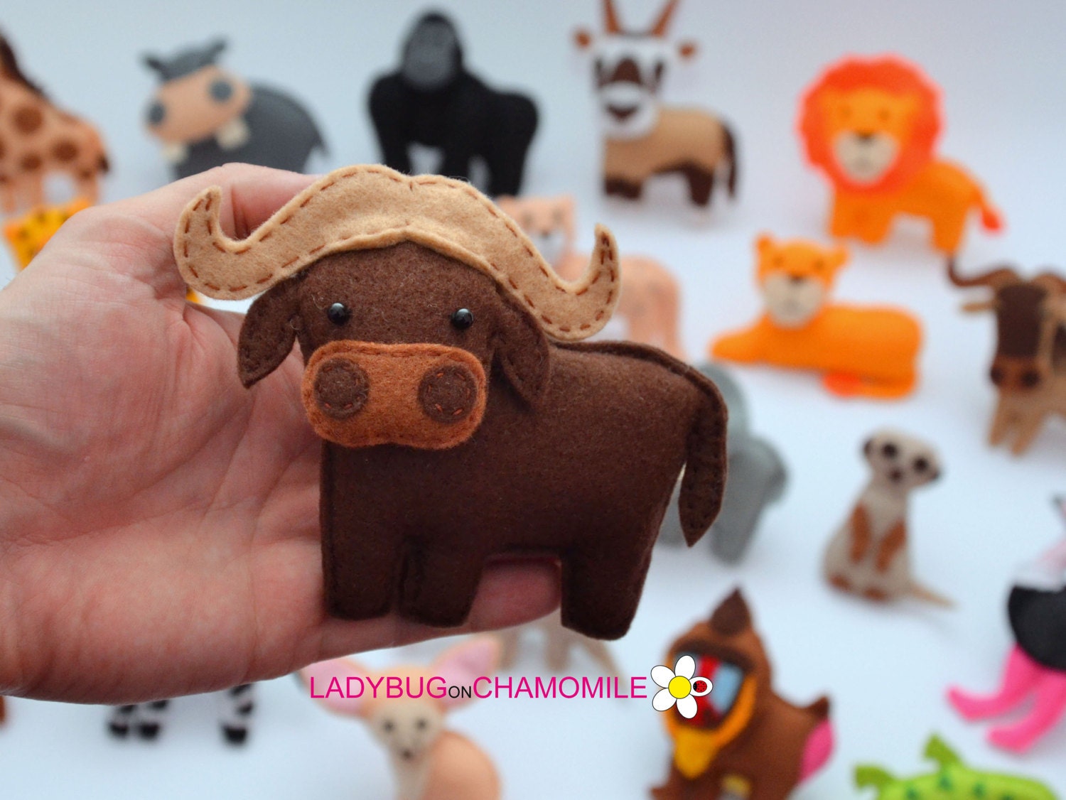 Felt AFRICAN BUFFALO stuffed felt Bufalo or ornament