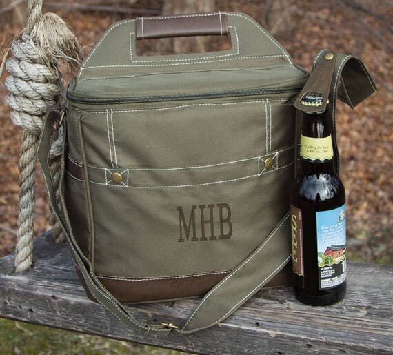 Beer Bottle Cooler Bag / Best Man Gift / Monogrammed Gift for