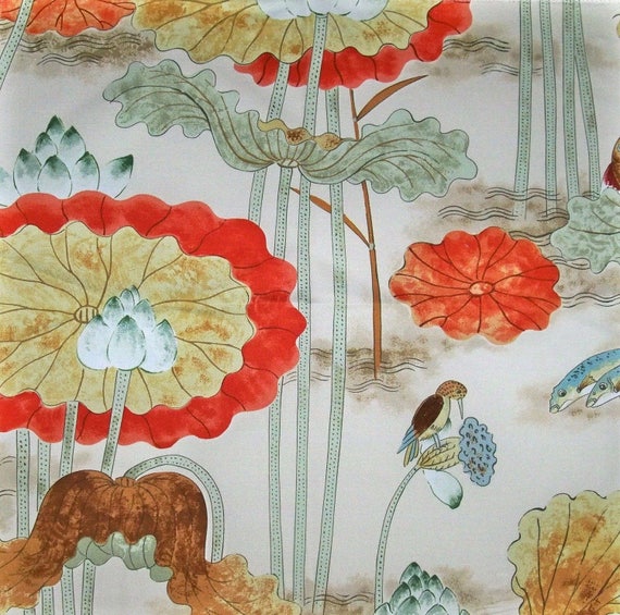 COWTAN & TOUT NYMPHEUS Lily Pond Fish Birds Fabric 10 Yards