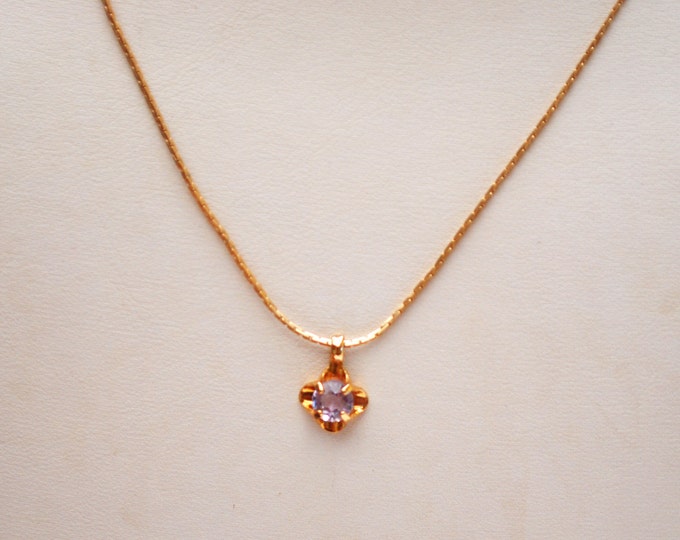 Avon Genuine Amethyst necklace - purple gemstone necklace gold chain - NOS origional box