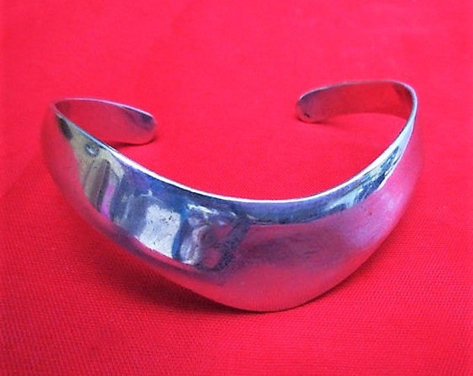 Sterling silver Cuff Bracelet - Taxco Mexico - 925 - Modernistic Bangle