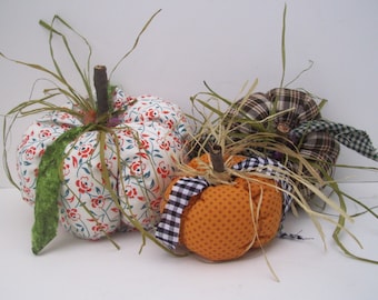 Halloween, Thanksgiving Pumpkins, Fall Decor, Autumn Decor, Home Decor, Home and Living, Handmade, Fabric, One-of-a-kind, Fabric Pumpkins