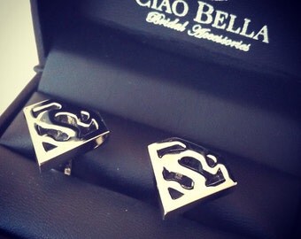 Sterling Silver 925 Superman Cufflinks -- Made to Order -- Custom Made
