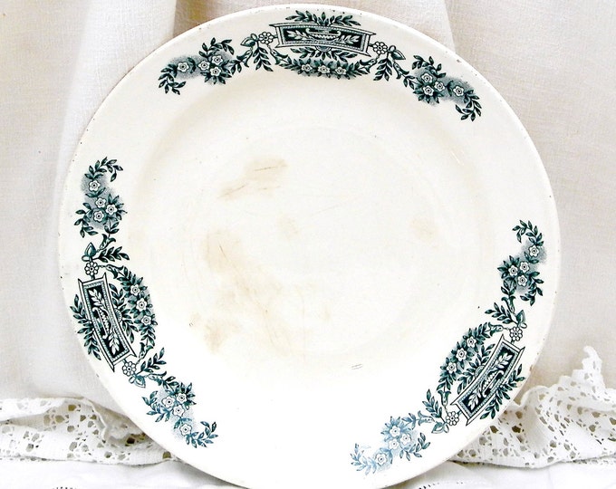 Antique French Ceramic Dark Blue Transferware Longchamp Jutéce Napoleaon III Soup Plate, Chateau, Chic, French Country Decor, Brocante, Home Antique French Ceramic Dark Blue Transferware Longchamp Jutéce Napoleaon III Soup Plate, Chateau, Chic, French Country Decor, Brocante, Home