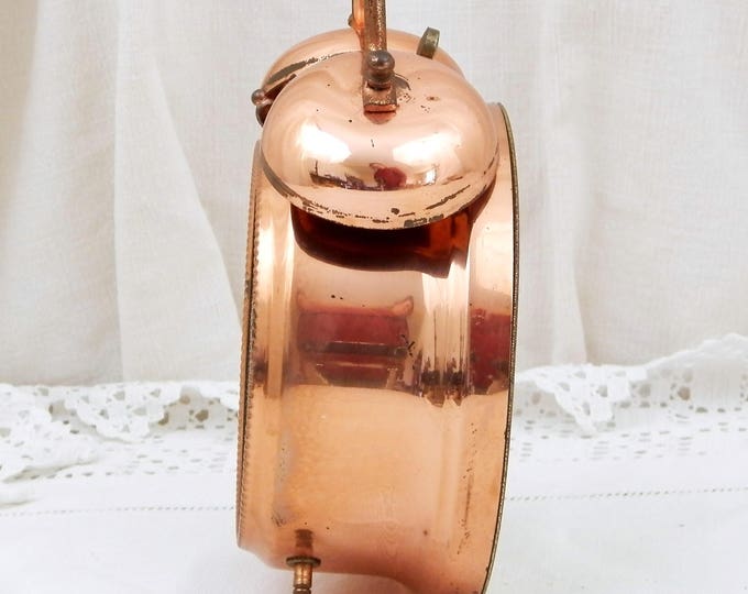 Working Vintage Two Bell Copper Mid Century Wehrle Germany Mechanical Alarm Clock, Wind-up Clock, Retro, Home, Interior Design, Bedroom