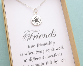 Best Friend Gift, Compass Necklace, Best Friend Necklace, Friendship Necklace, BFF Gift, Sister Gift, Sisters Necklace, Personalized Gift