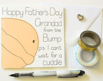 Greeting Card Fathers' Day Card from the Bump, For Grandad from the Bump, Grandpa, Gramps, Grandfather to be
