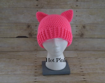 Pussy Hat - Pink Pussy Hat - Pussy Hat Project - Kitty Hat - Pussy Cat Hat - Support Women's Rights - Production time is 1-2 weeks