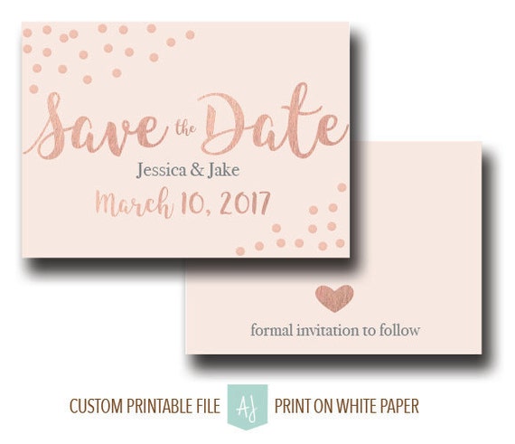 Save the Date in Rose Gold DIY Printable Wedding Invitation