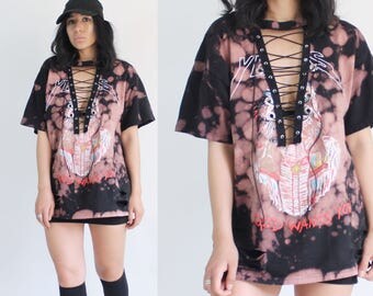 Yeezus Tee, Bleached Yeezus Tee, Yeezus Lace Up T-shirt, Yeezus Acid Wash Tee, Yeezus Tour Shirt, Pablo Tour, Oversized Yeezus T-shirt