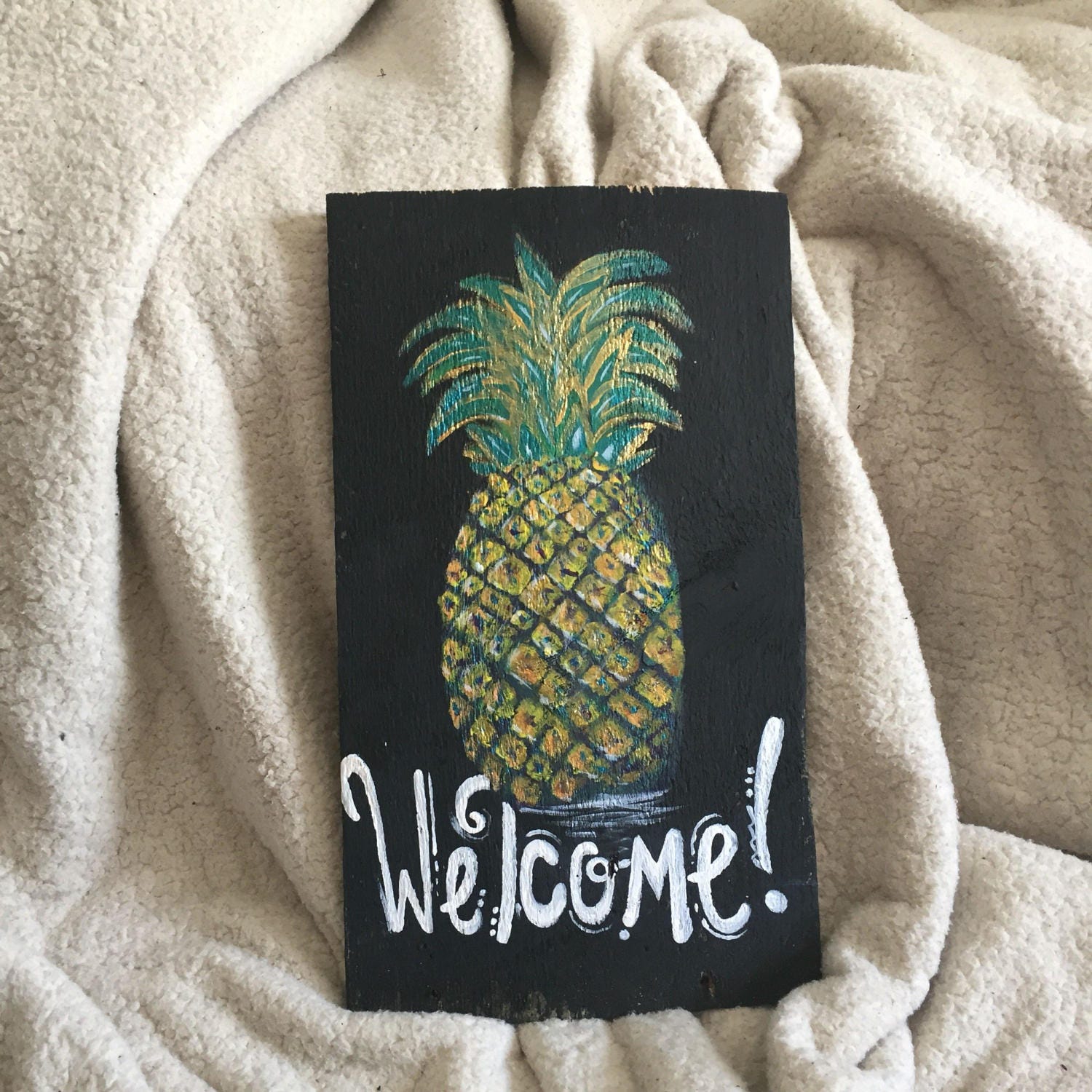Pineapple sign Hand painted pineapple sign on