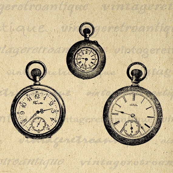 Printable Image Antique Pocket Watches Graphic Pocketwatch