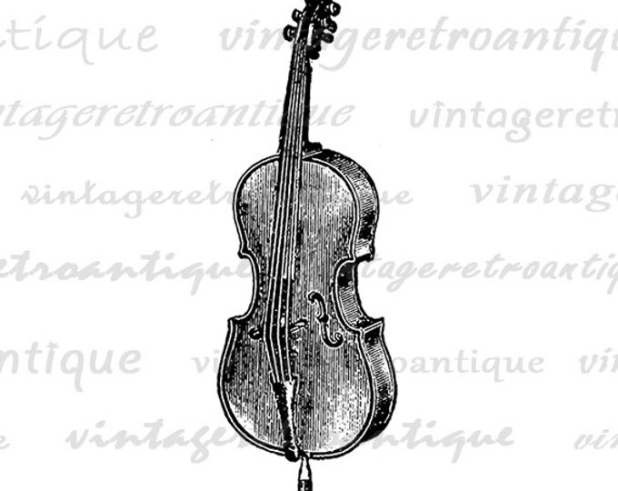 Printable Digital Violin Cello Image Music Download Illustration Graphic Antique Clip Art Jpg Png HQ Jpg Png HQ 300dpi No.1171