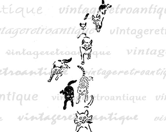 Crazy Cats Digital Image Download Kitten Printable Collage Sheet Graphic Antique Clip Art Jpg Png Eps HQ 300dpi No.062