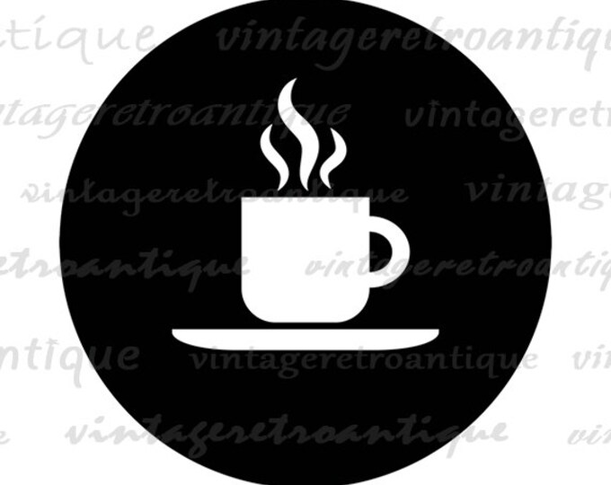 Printable Graphic Coffee Cup Icon Digital Coffee Mug Image Food Restaurant Download Vintage Clip Art Jpg Png Eps HQ 300dpi No.4531