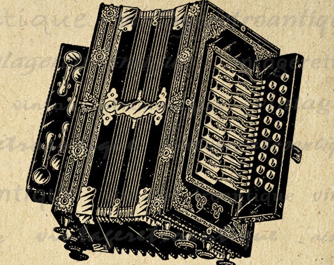 Accordion Digital Printable Graphic Download Image Artwork Antique Clip Art Jpg Png Eps HQ 300dpi No.1463