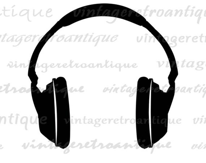 Headphones Graphic Image Digital Music Download Printable Illustration Vintage Clip Art Jpg Png Eps HQ 300dpi No.4521