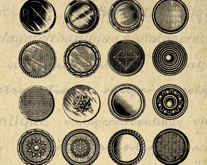 Digital Printable Circle Collection Set Graphic Collage Sheet Image Design Element Download Vintage Clip Art Jpg Png HQ 300dpi No.1747