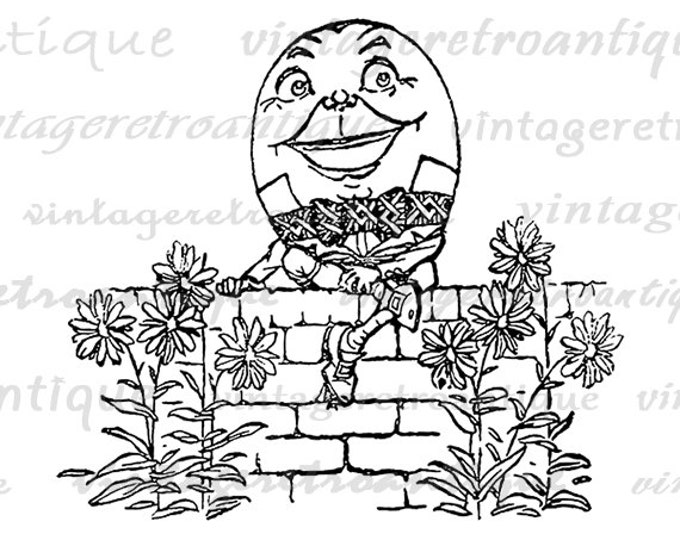 Digital Printable Alice in Wonderland Humpty Dumpty Download Graphic Image Vintage Clip Art Jpg Png Eps HQ 300dpi No.2471