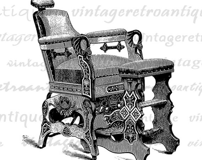 Barber's Chair Printable Digital Image Hair Salon Hairdresser Download Graphic Vintage Clip Art for Transfers Printing etc HQ 300dpi No.3683