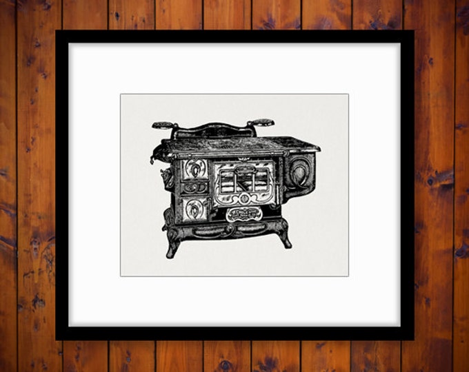 Antique Stove Image Digital Graphic Illustration Printable Download Vintage Clip Art Jpg Png Eps HQ 300dpi No.1479