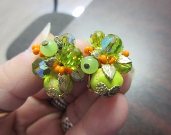 Screwback Flower Earrings Signed Vendome
