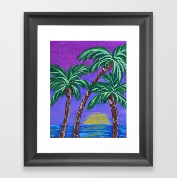 Palm Tree Painting Print Vacation Caribbean / Hawaiian