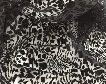 Velvet Flocked Abstract Pattern Organza Fabric