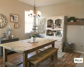 Harvest Farm Table - Bench Included, custom stained