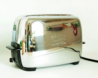 Vintage 1950s GE Chrome Toaster, General Electric Two Slice Toaster, Model 82T82, Working Condition
