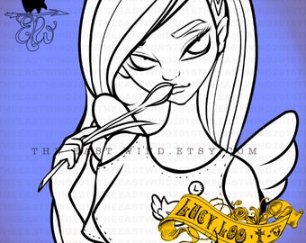 Digital Stamp- Lucy Loo 'Sniff'- 300dpi JPEG/ PNG- MAC0369