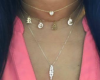 24K Gold Old English Choker/ Gothic Choker Necklace/ Gold Name Choker/ Custom Gold Choker/ Old English Necklace/ Gold Dangling Choker