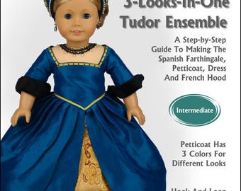 Pixie Faire Read Creations 3 Looks-In-One Tudor Ensemble 18 Inch Doll Clothes Pattern fits American Girl Dolls - PDF Download