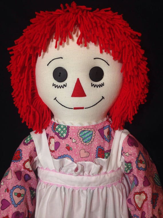 Inch Handmade Raggedy Ann Doll Red Hair Pink Dress With