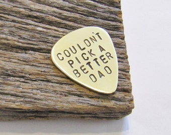 Hand Stamped Guitar Pick Father's Day Gift Daddy Daughter Gift To Dad from Son Birthday Gift Grandpa Custom Metal Plectrum Gift for Stepdad