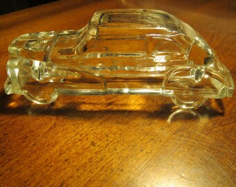Vintage 1940s Automobile Sedan Car GLASS CANDY CONTAINER
