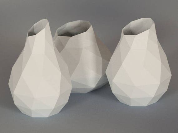 Printable Diy Template Pdf Vase Low Poly Paper Model 3d