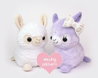 PDF sewing pattern - Alpaca Llama stuffed animal - kawaii plush anime soft toy plushie DIY 12"