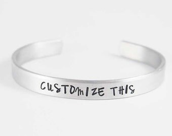 custom bracelet personalized hand stamped engraved bracelet personalize bracelet personalized cuff Valentine's Day gift friendship gift