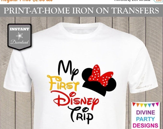 SALE INSTANT DOWNLOAD Print at Home Red Girl Mouse Printable Iron On Transfer / T-shirt / Family Trip / Birthday / Item #2323