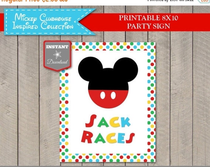 SALE INSTANT DOWNLOAD Mouse Clubhouse 8x10 Sack Races Game Printable Party Sign / Clubhouse Collection / Item #1661
