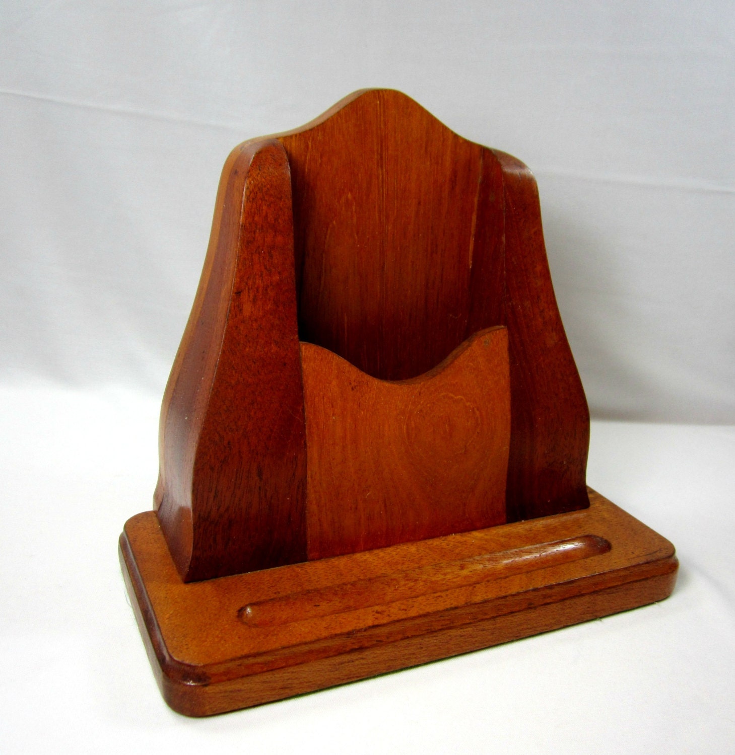 Wood Note Pad Holder Hand Made Home Office Desk Organizer