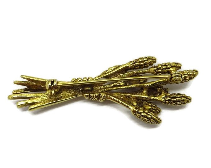 Vintage Sheaf of Wheat Gold Tone Brooch Pin