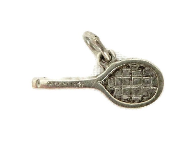 Sterling Tennis Racket Charm - Vintage 1940s Sterling Silver Pendant, Starter Charm Gift Idea