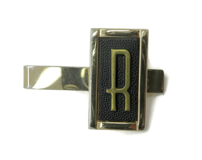 Monogrammed Swank Tie Bar, Initial "R" Vintage Tie Clip, Men's Suit Accessory
