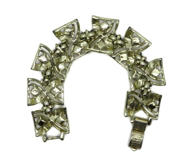 Vintage Coro Pegasus AB Rhinestone Gold Tone Bracelet, 1950s Link Bracelet