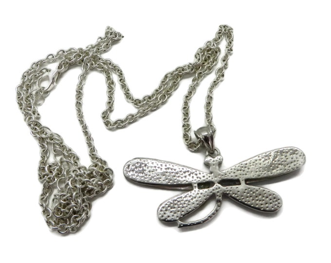 Vintage Butterfly Pendant Necklace | Abalone Butterfly Rhinestone Studded Silver Tone Necklace