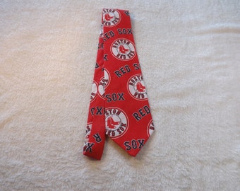 necktie made from MLB Boston Red Sox baseball team cotton fabric, team spirit, neck tie, team wear, sports wear, father doctor teacher gift